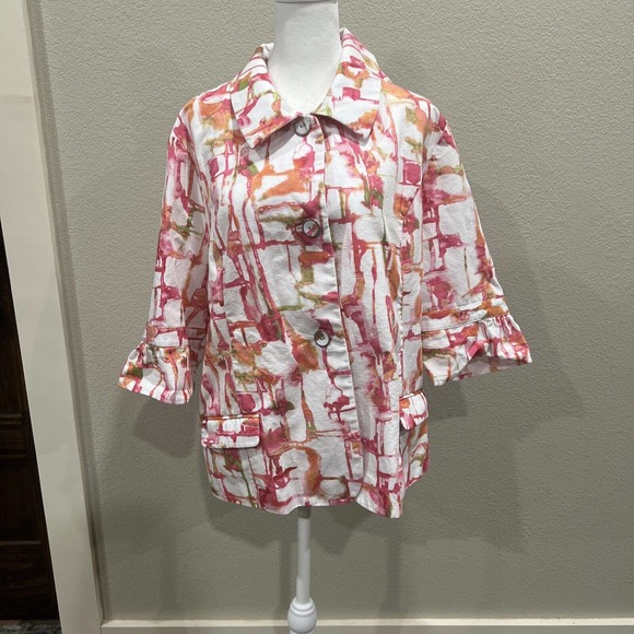 Chico Jacket Women's 4 Chico For Colorful 3/4 Sleeve Button Up - Picture 1 of 10
